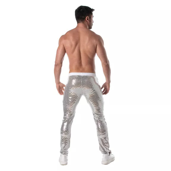 Glitzerhose Herren Silber - Low-Rise, taillierter Schnitt, Komfort | TOF Paris