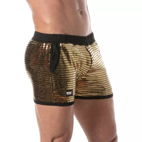 Glitter Shorts Gold - Glänzende Pailletten, TailoRot Fit, Komfort | TOF Paris