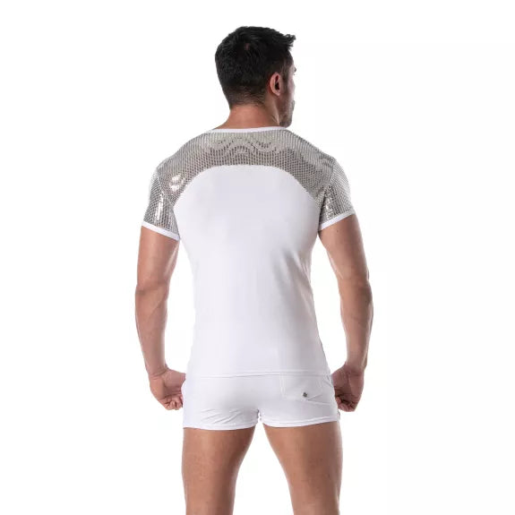Glitzer T-Shirt Silber - Komfortable Pailletten & Eleganz | TOF Paris