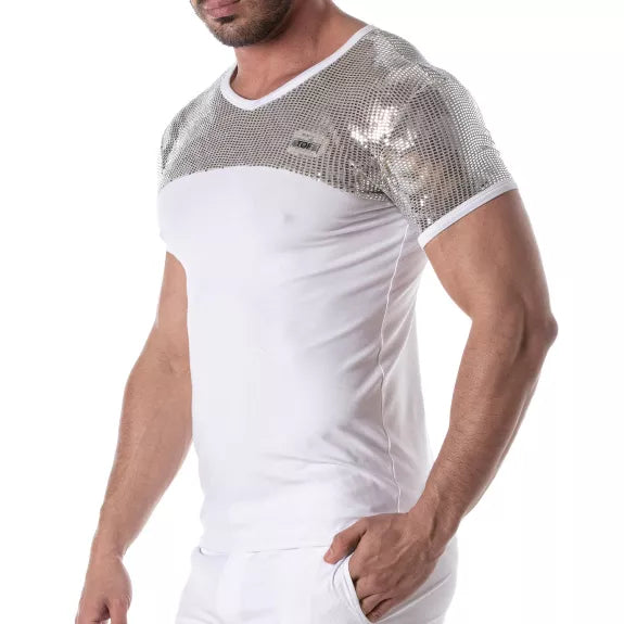 Glitzer T-Shirt Silber - Komfortable Pailletten & Eleganz | TOF Paris