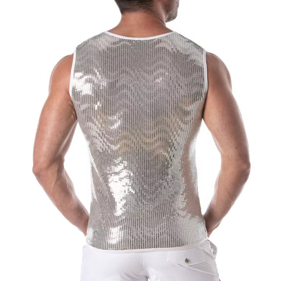 Tank Top Herren Silber Glitzer - Figurbetont & Komfortabel | TOF Paris