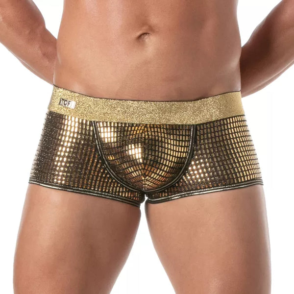 Goldener Herrenboxer mit Glitzereffekt - eng anliegend & komfortabel | TOF Paris