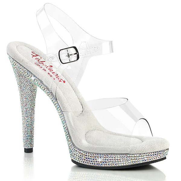 GLORY-508DM High Heels Sandaletten - Transparent/Silber von Fabulicious High Heels