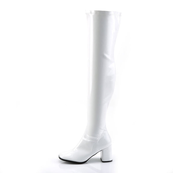 GOGO-3000 Overknee Stiefel Lack Weiß von Funtasma – Ansicht 3