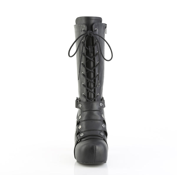 GOTHIKA-152 Plateau Stiefel Schwarz Matt von DemoniaCult – Ansicht 2
