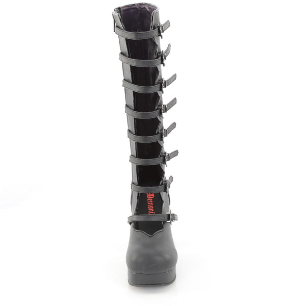 GOTHIKA-160 Plateau Stiefel Schwarz Matt von DemoniaCult – Ansicht 2