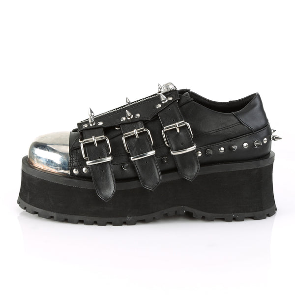 GRAVEDIGGER-03 Plateau Schuh schwarz Schnallen und Nieten Gothic von DemoniaCult – Ansicht 3