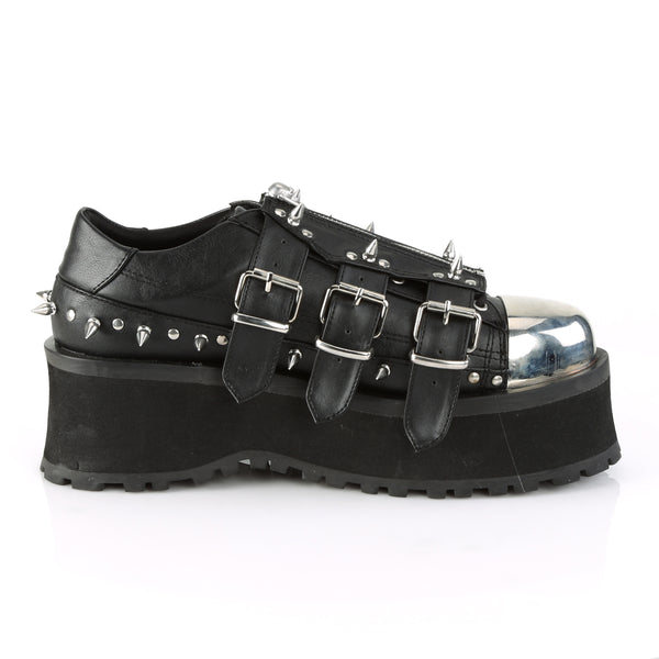 GRAVEDIGGER-03 Plateau Schuh schwarz Schnallen und Nieten Gothic von DemoniaCult – Ansicht 5
