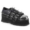 GRAVEDIGGER-03 Plateau Schuh schwarz Schnallen und Nieten Gothic von DemoniaCult