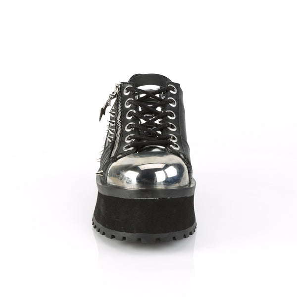 GRAVEDIGGER-04 Plateau Schuh schwarz Schnürung Nieten Gothic von DemoniaCult – Ansicht 2