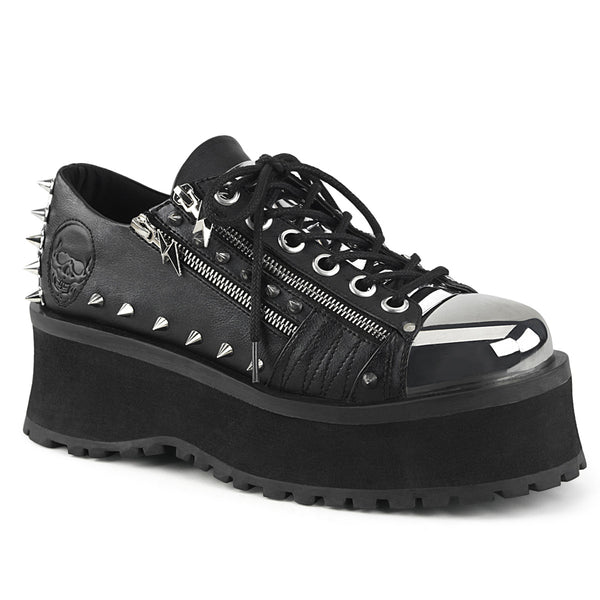 GRAVEDIGGER-04 Plateau Schuh schwarz Schnürung Nieten Gothic von DemoniaCult