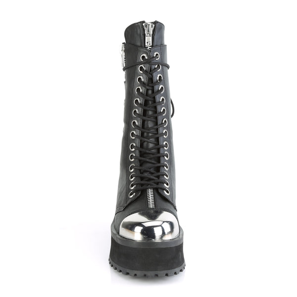 GRAVEDIGGER-14 Plateau Stiefel Schnürung schwarz von DemoniaCult – Ansicht 2