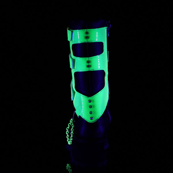 GRAVEDIGGER-255 Plateau Stiefel grün fluroszierend Schnallen von DemoniaCult – Ansicht 4