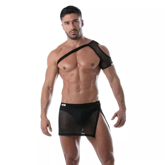 Schulter Harness Mesh-Design - Transparenter, moderner Look, Schwarz | TOF Paris
