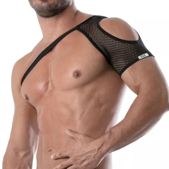 Schulter Harness Mesh-Design - Transparenter, moderner Look, Schwarz | TOF Paris