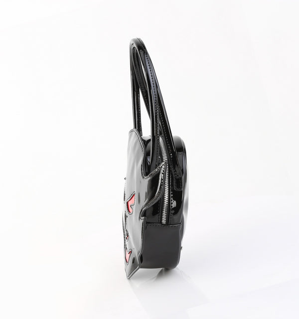 HB-112 Handtasche Teufelskopf Schwarz/Rot Lack von DemoniaCult – Ansicht 3