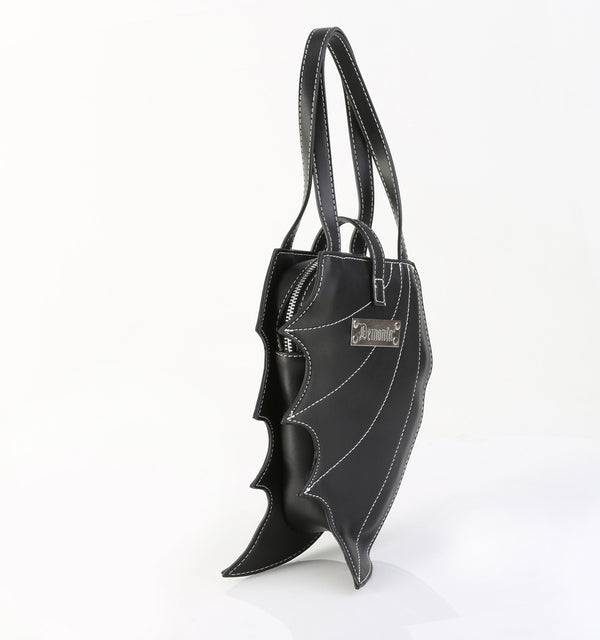 HB-215 Handtasche Fledermausflügel Schwarz von DemoniaCult – Ansicht 3
