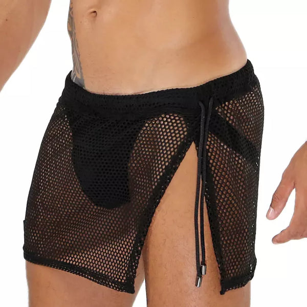 Schwarzer revolutionärer Jockskirt mit integriertem String von TOF Paris – Ansicht 2