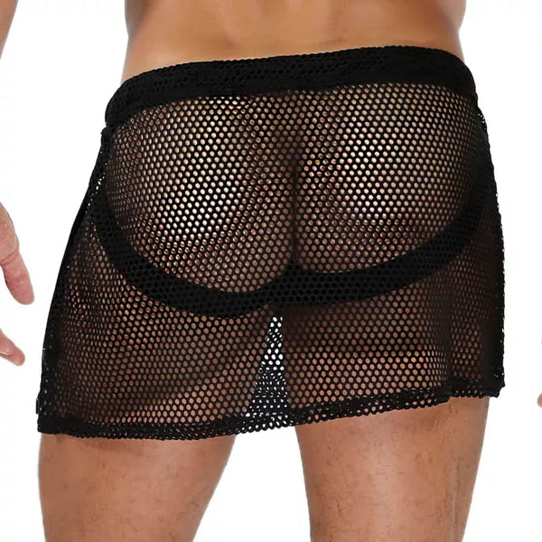 Schwarzer revolutionärer Jockskirt mit integriertem String von TOF Paris – Ansicht 4