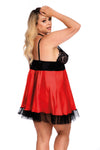 Rotes sündiges Satin Babydoll mit kokettem Tüllsaum von Anais Apparel Size Plus – Ansicht 2