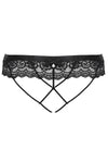 Schwarzer verführerischer String mit eleganter Spitzenverzierung von Obsessive – Ansicht 6