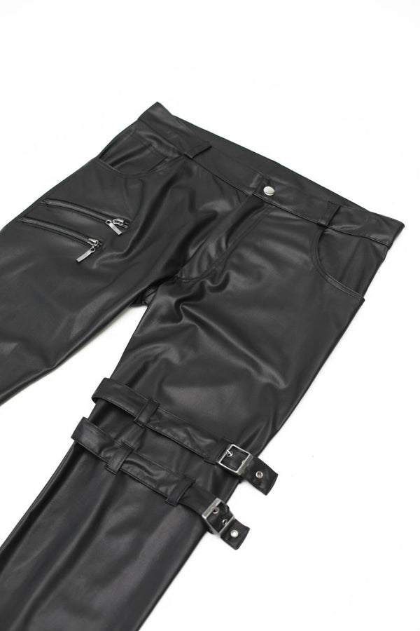 Herren Gothic Punk Hose mit Reißverschlüssen und Riemen von Regnes Fetish Planet – Ansicht 10