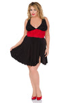 Schwarzrotes atemberaubendes Babydoll aus transparentem Tüll von Andalea