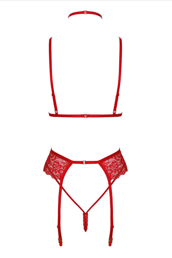 Rotes atemberaubendes Spitzen Dessous Set mit einhängbarem Choker von Kissable – Ansicht 3
