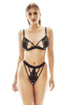 Schwarzes verführerisches zweiteiliges Dessous Set mit zarter Spitze von Anais apparel