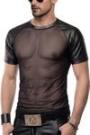 Schwarzes transparentes Herren-Shirt im maskulinen Raglan-Stil von Regnes Fetish Planet