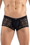 Schwarze verführerische Boxershorts mit asymmetrischer Stickerei von LOOK ME