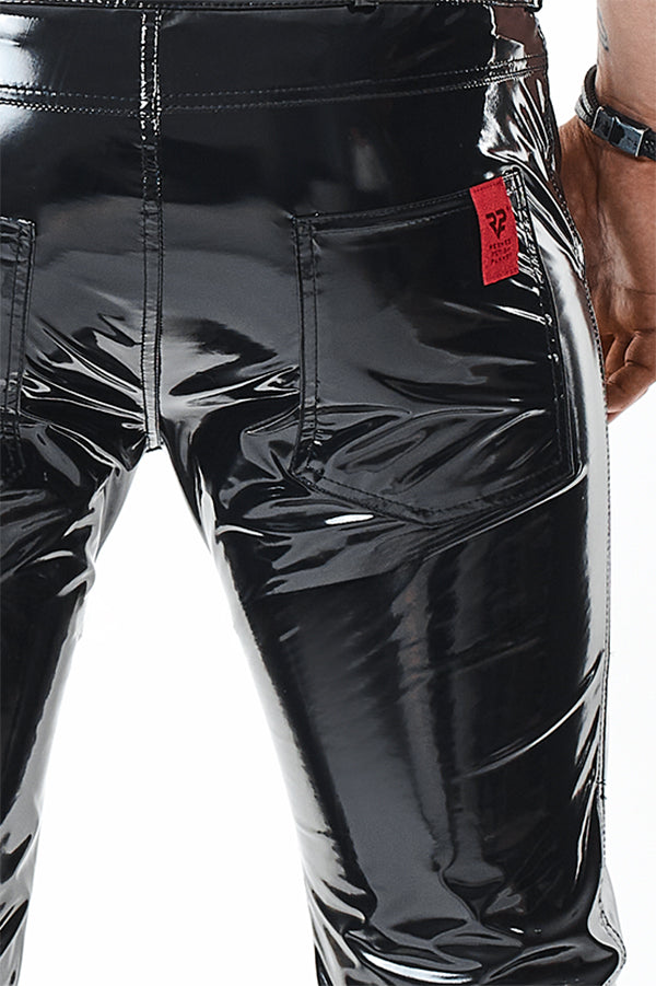 Schwarze verfĂźhrerische Lackhose mit praktischen Taschen Details von Regnes Fetish Planet â Ansicht 8