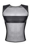 Schwarzes transparentes Shirt mit markanten Wetlook Akzenten von Regnes Fetish Planet – Ansicht 2