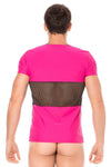 Magentafarbenes verführerisches T-Shirt mit zwei Reißverschlüssen von LOOK ME – Ansicht 2