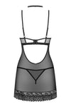 Schwarzes verführerisches Negligee mit passendem String und Halsband von Obsessive – Ansicht 6