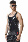 Schwarzes verführerisches Tanktop aus glänzendem Lack Material von Regnes Fetish Planet – Ansicht 5