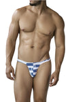 Blau-weißer aufregend maskuliner Herren Badestring für den Strand von CUT4MEN