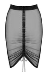 Eleganter schwarzer halblanger Wetlook Rock F390 von Noir Handmade – Ansicht 5
