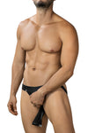 Schwarzer verführerischer Jock Strap mit praktischen Druckknöpfen von CUT4MEN – Ansicht 2
