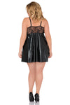 Schwarzes verführerisches Minikleid aus Spitze und Wetlook von Andalea – Ansicht 2