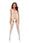 Weißer erotischer Bodystocking mit verführerisch offenem Schritt von Passion