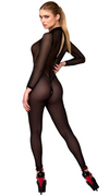 Sexy schwarzer Catsuit F387 mit Wetlook-Optik von Noir Handmade – Ansicht 8