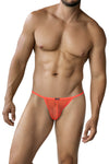 Oranger verlockender Mini Badestring aus transparentem Netzmaterial von CUT4MEN – Ansicht 3