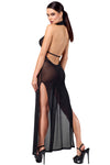 Sinnliches schwarzes Onyx Twin-Slit Maxi-Kleid von Noir Handmade – Ansicht 5