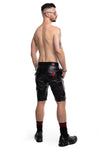 Schwarze maskuline Wetlook Cargo Shorts mit provokanten Details von Regnes Fetish Planet – Ansicht 7