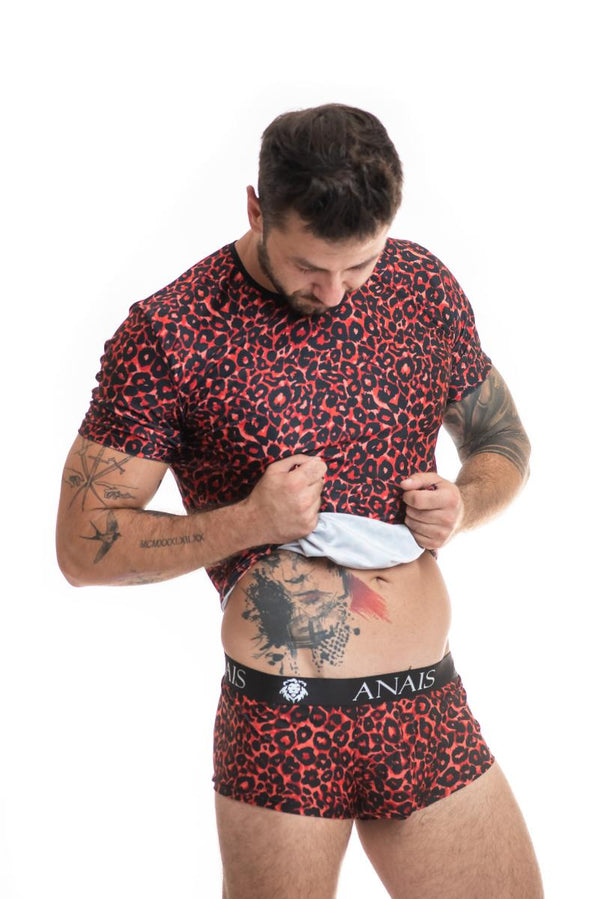 Rotes verlockendes Herren Shirt mit wildem Leo Print von Anais for Men – Ansicht 5