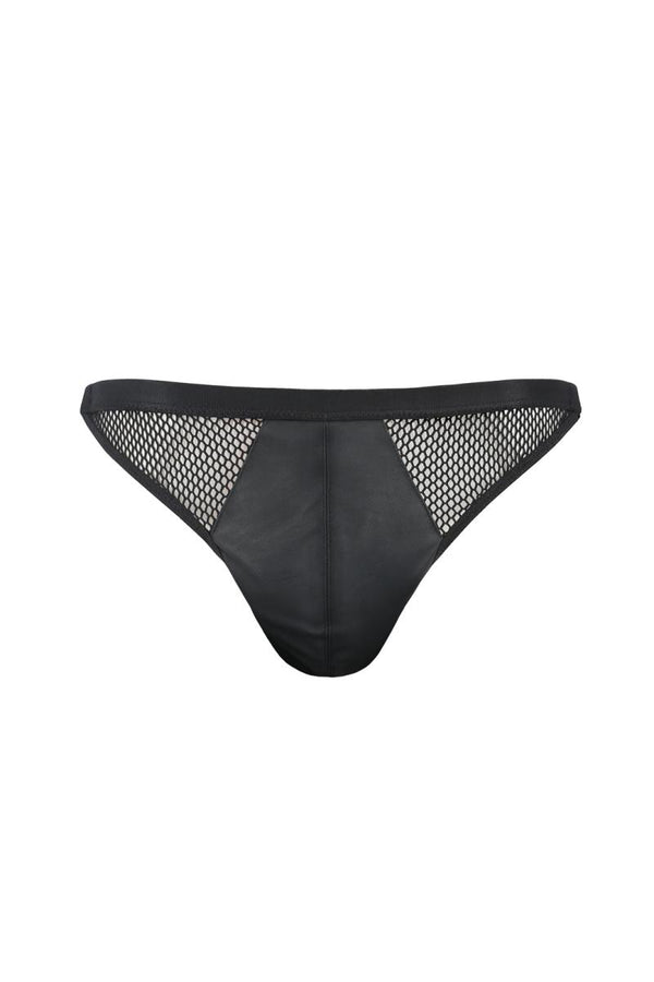 Ouvert-Herren-Slip mit Metallringen, Netz und Kunstleder von Passion Menswear – Ansicht 7