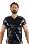 Schwarzes verführerisches T-Shirt aus mattem Kunstleder von LOOK ME – Ansicht 5
