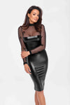 Figurbetontes Kleid mit Powerwetlook und transparenten Netzeinsätzen von Noir Handmade – Ansicht 5