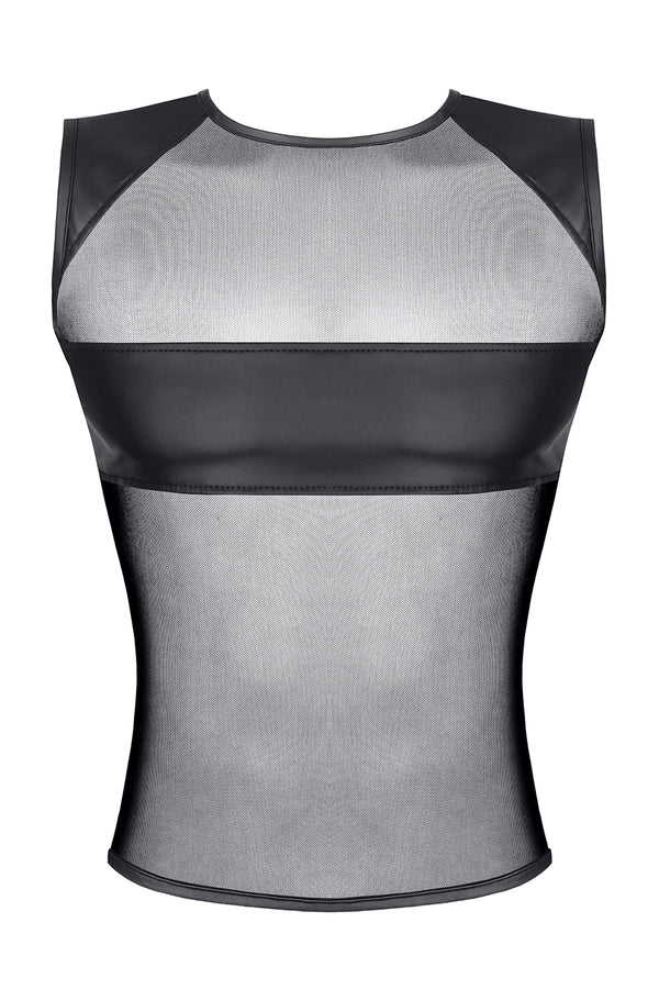 Schwarzes transparentes Shirt mit markanten Wetlook Akzenten von Regnes Fetish Planet – Ansicht 5